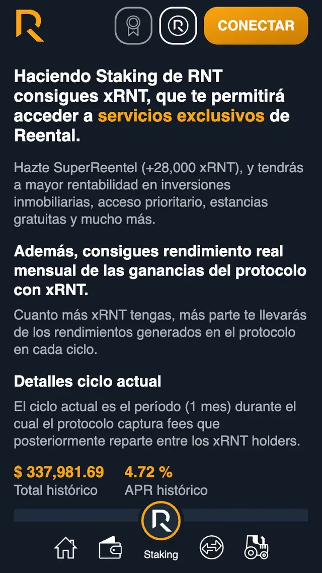 Staking de RNT en móvil